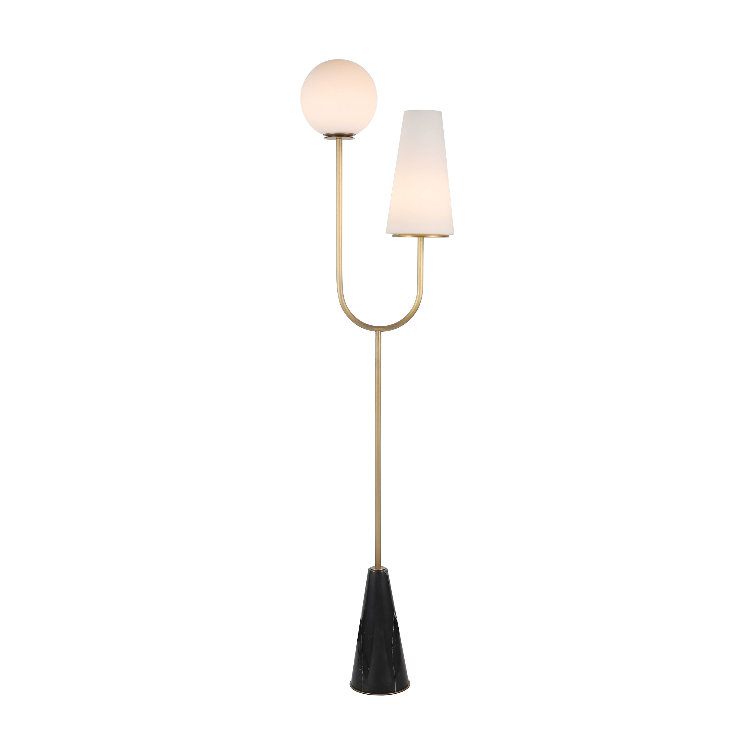 Mr. Magic two-shaded opal glass floor lamp with black marble base